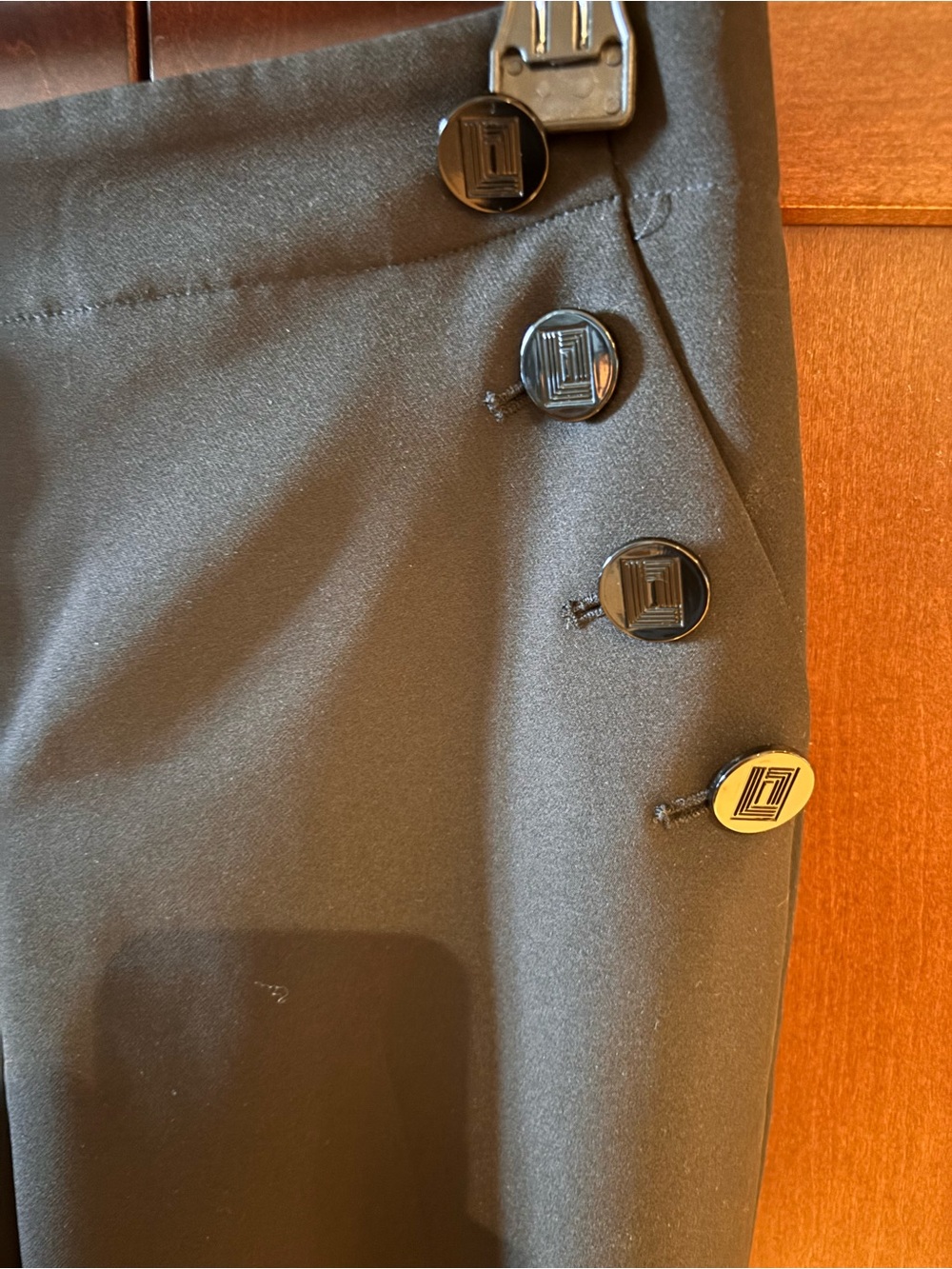 Karl Lagerfeld Black Dress Pants with Side Button Detail - Picture 3 of 5